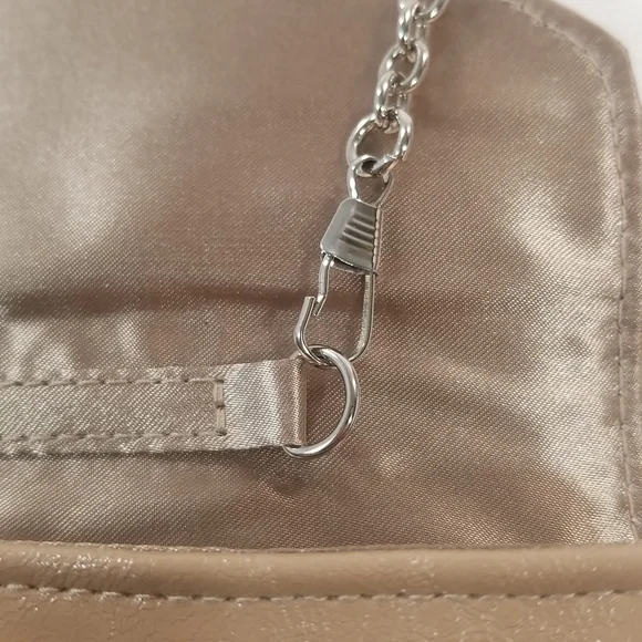 INC Lilly Beige Faux Leather Gold Chain Clutch Shoulder Bag - Picture 11 of 13